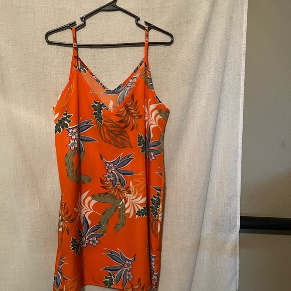 SHEIN Orange Floral Print Dress - Picture 1 of 3